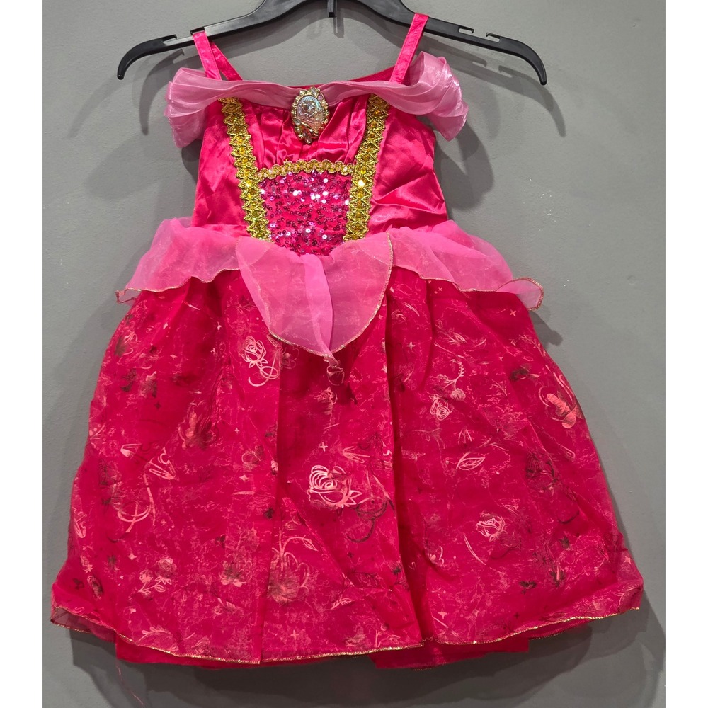 Disney Princess Aurora Sleeping Beauty Costume Dress Pink Gold Sequins Size 3